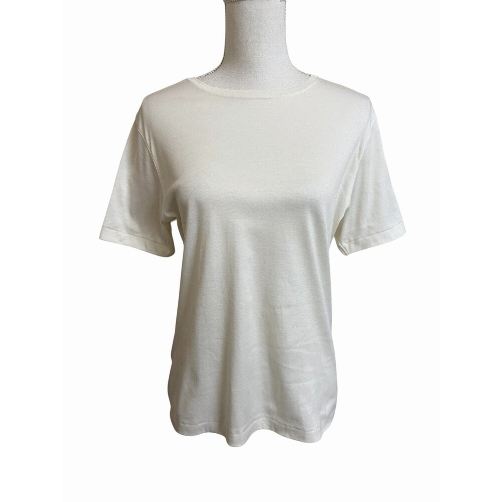 Brooks Brothers Women's M 10/12 Off White 100% Cotton Short Sleeve Tee T-Shirt